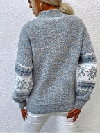 Women's Fair Isle Knit Sweater Oversized Pullover Casual Winter - Lolly 