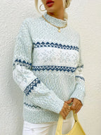Women's Fair Isle Knit Sweater Oversized Pullover Casual Winter - Lolly 