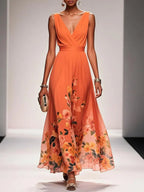 Women's Floral Long Wedding Guest Dress Fluid Feminine Romantic Elegant Ceremony Gown - Lolly 