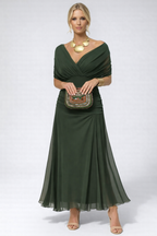 Women's Flowing Floral Long Dress Off-Shoulder V-Neck Formal Elegant Wedding Guest Casual – Lilly - Lolly 