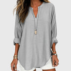 Women's Flowy Elegant Beach Shirt V-Neck Long Sleeve Relaxed Fit Casual Summer – Lenara - Lolly 