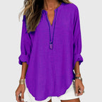 Women's Flowy Elegant Beach Shirt V-Neck Long Sleeve Relaxed Fit Casual Summer – Lenara - Lolly 
