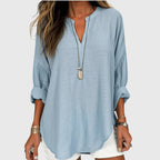 Women's Flowy Elegant Beach Shirt V-Neck Long Sleeve Relaxed Fit Casual Summer – Lenara - Lolly 