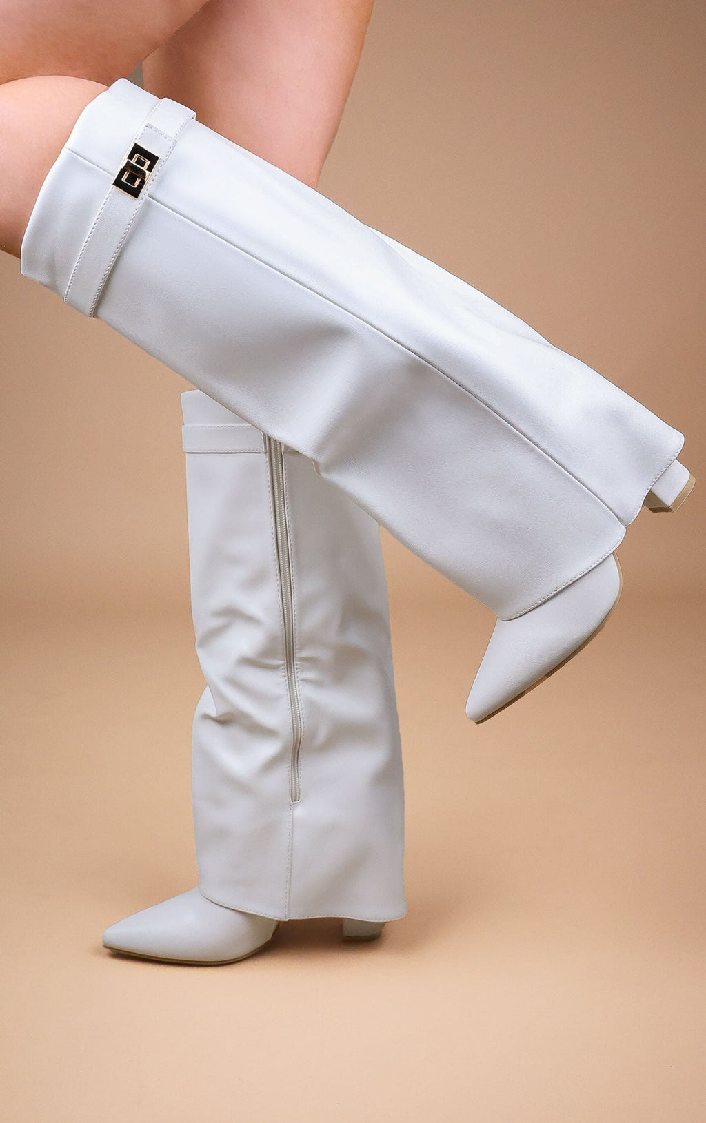 Women's Fold-Over Knee High Boots Cowboy Western Night Out Party - Lolly 