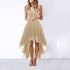 Women's Formal Dress Hi-Low Midi Wedding Guest Sleeveless Fluid Elegant Party Gown - Lolly 