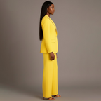 Women's Formal Tailored Suit Set Structured Long Blazer Slim-Fit Wide-Leg Pants Office Elegant – Christi - Lolly 