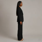 Women's Formal Tailored Suit Set Structured Long Blazer Slim-Fit Wide-Leg Pants Office Elegant – Christi - Lolly 