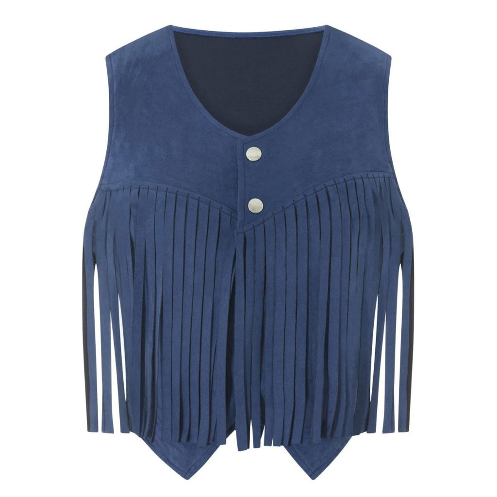 Women's Fringe Suede Vest Boho Western Country Festival Sleeveless Jacket - Lolly 