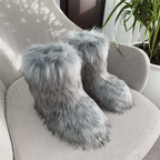 Women's Fur Boots – Fluffy Mid-Calf Slip-On - Lolly 