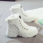 Women's Fur Lined Winter Ankle Boots Lace-Up Cushioned Platform Snow Boots Warm Insulated - Lolly 