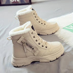 Women's Fur Lined Winter Ankle Boots Lace-Up Cushioned Platform Snow Boots Warm Insulated - Lolly 