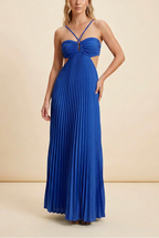 Women's Halter Pleated Long Dress Formal Prom Wedding Guest Gala Ceremony Evening Elegant Backless – Luella - Lolly 