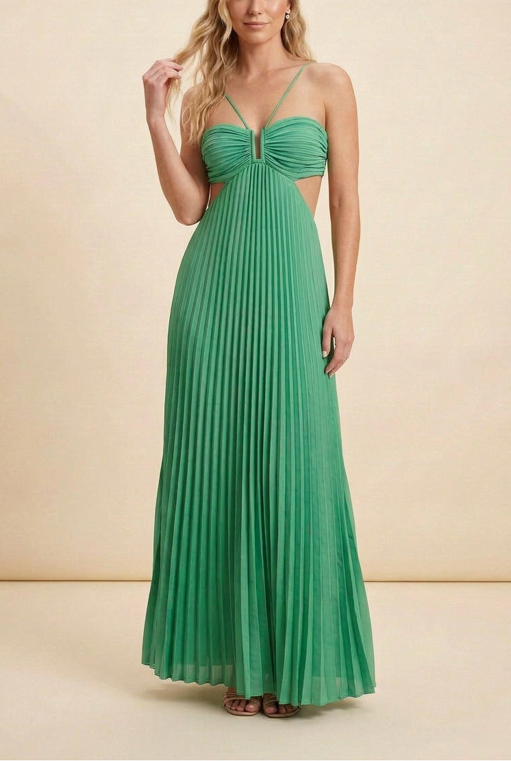 Women's Halter Pleated Long Dress Formal Prom Wedding Guest Gala Ceremony Evening Elegant Backless – Luella - Lolly 