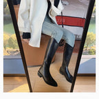 Women's Heel Knee High Boots – Pointed Toe Pull-On - Lolly 