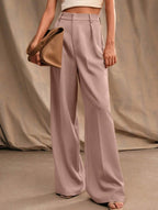Women's High Waist Wide Leg Drape Pants Loose Flowing Polyester Casual Formal Everyday Trousers – Multicolor - Lolly 
