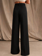 Women's High Waist Wide Leg Drape Pants Loose Flowing Polyester Casual Formal Everyday Trousers – Multicolor - Lolly 
