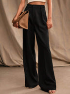Women's High Waist Wide Leg Drape Pants Loose Flowing Polyester Casual Formal Everyday Trousers – Multicolor - Lolly 
