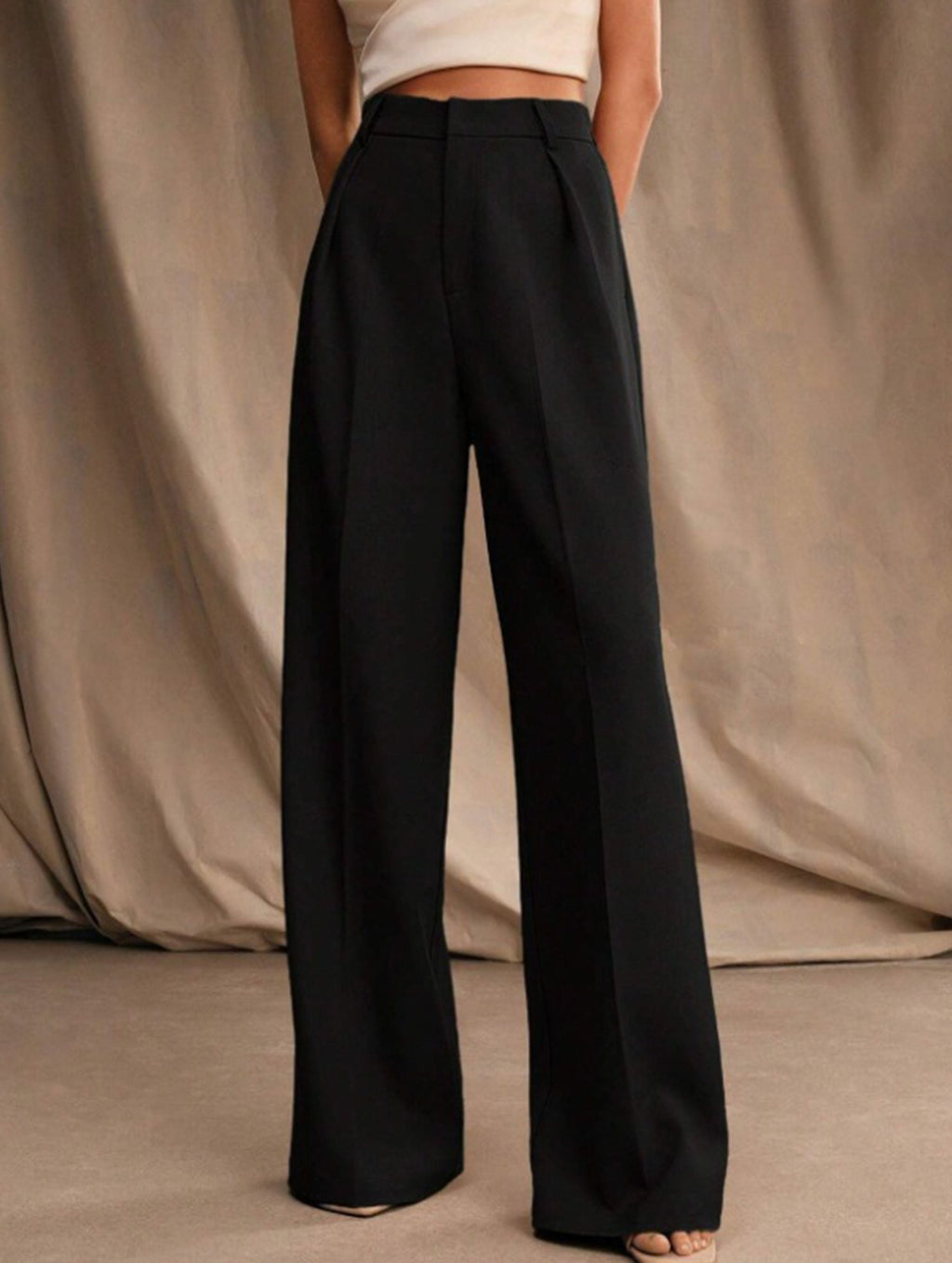 Women's High Waist Wide Leg Drape Pants Loose Flowing Polyester Casual Formal Everyday Trousers – Multicolor - Lolly 