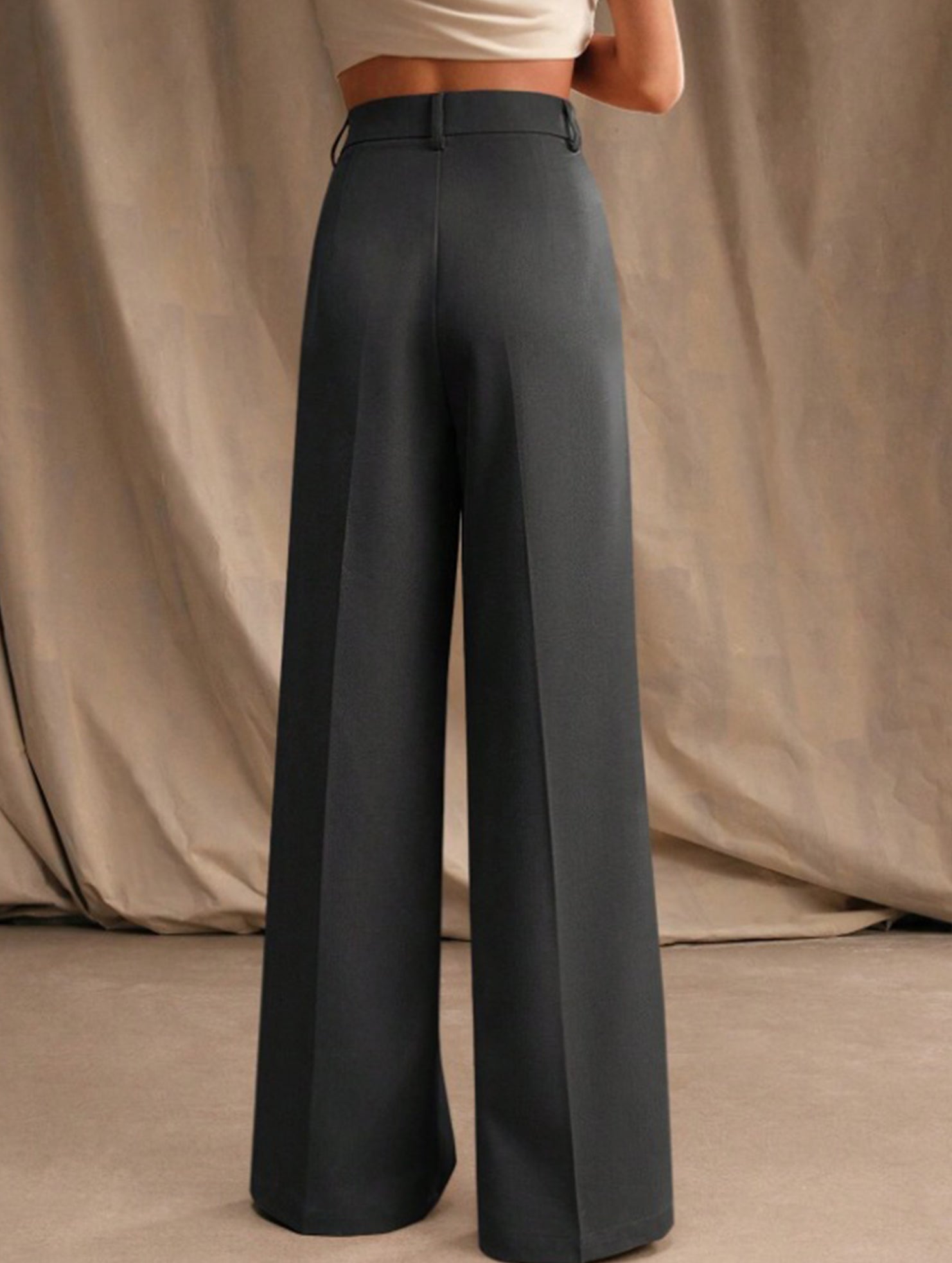 Women's High Waist Wide Leg Drape Pants Loose Flowing Polyester Casual Formal Everyday Trousers – Multicolor - Lolly 