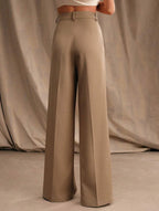 Women's High Waist Wide Leg Drape Pants Loose Flowing Polyester Casual Formal Everyday Trousers – Multicolor - Lolly 
