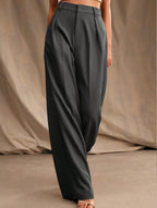 Women's High Waist Wide Leg Drape Pants Loose Flowing Polyester Casual Formal Everyday Trousers – Multicolor - Lolly 