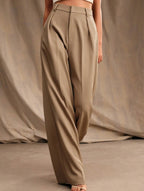 Women's High Waist Wide Leg Drape Pants Loose Flowing Polyester Casual Formal Everyday Trousers – Multicolor - Lolly 