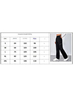 Women's High-Waisted Loose Straight-Leg Pants Casual Work Office Formal Everyday Floor-Length Trousers – Navy - Lolly 