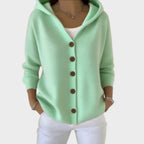Women's Hooded Cardigan Relaxed Fit Button-Front Knit Sweater Casual Layering - Lolly 