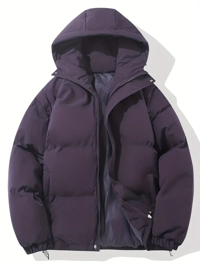 Women's Hooded Puffer Jacket Quilted Winter Coat Zip-Up Warm Outerwear - Lolly 