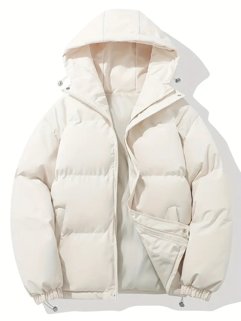 Women's Hooded Puffer Jacket Quilted Winter Coat Zip-Up Warm Outerwear - Lolly 