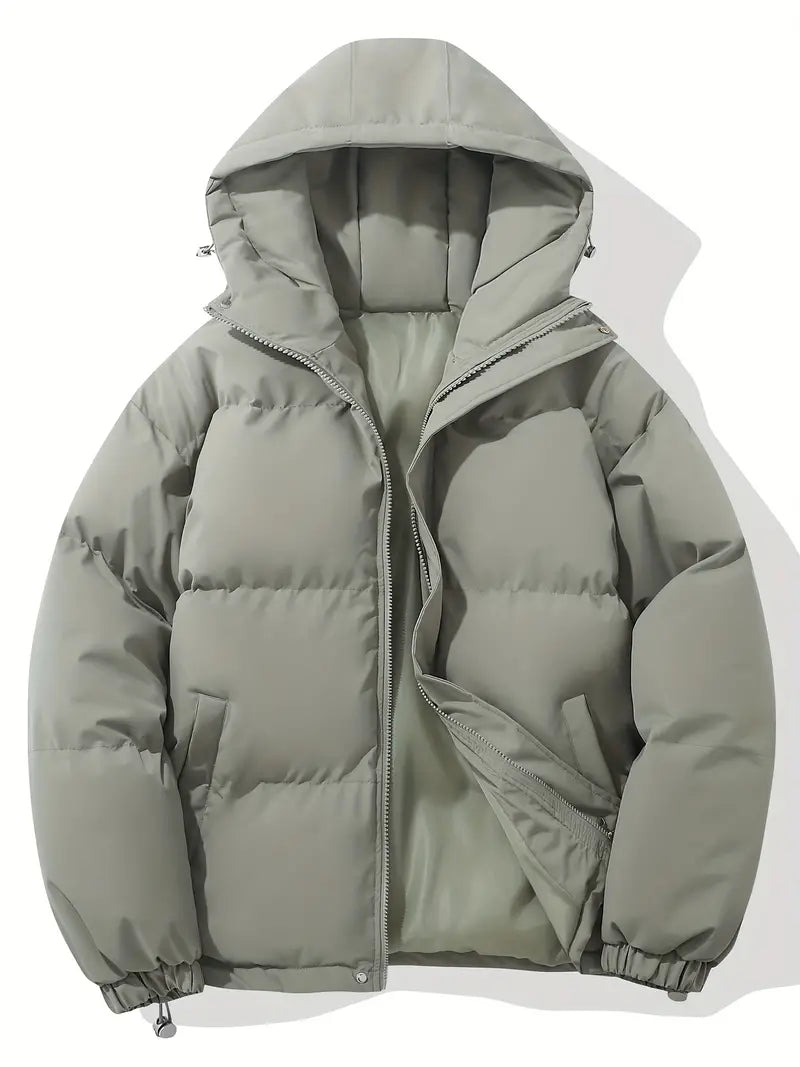 Women's Hooded Puffer Jacket Quilted Winter Coat Zip-Up Warm Outerwear - Lolly 