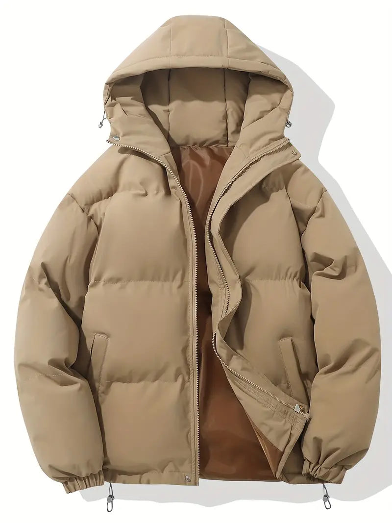 Women's Hooded Puffer Jacket Quilted Winter Coat Zip-Up Warm Outerwear - Lolly 
