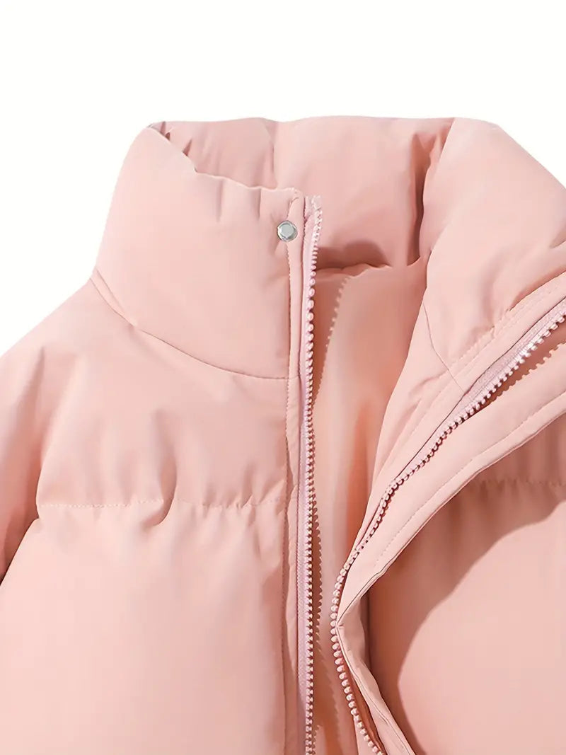 Women's Hooded Puffer Jacket Quilted Winter Coat Zip-Up Warm Outerwear - Lolly 