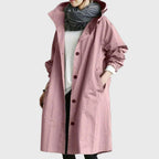 Women's Hooded Waterproof Trench Coat Relaxed Fit Long Raincoat Fall Outerwear - Lolly 