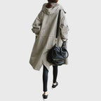 Women's Hooded Waterproof Trench Coat Relaxed Fit Long Raincoat Fall Outerwear - Lolly 
