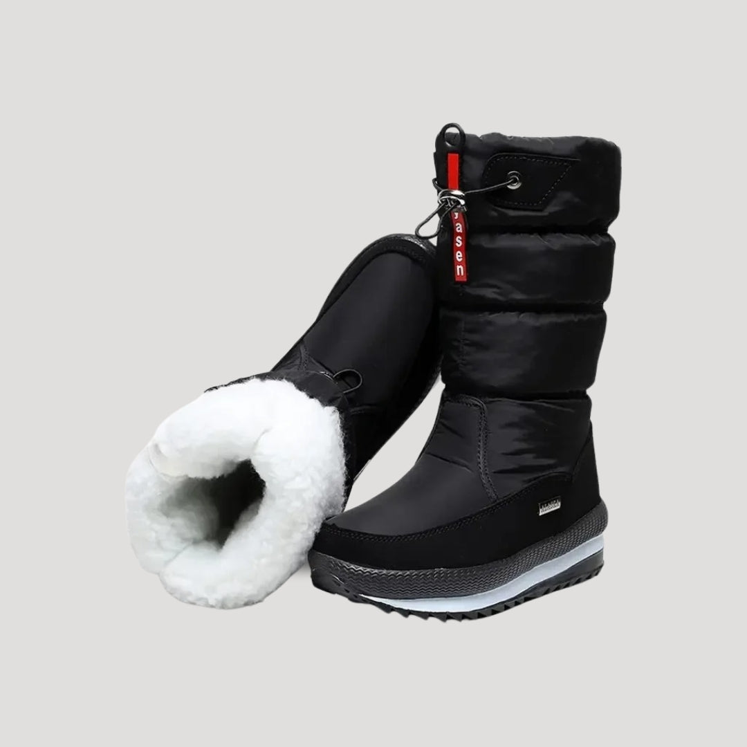 Women's Insulated Waterproof Snow Boots Mid-Calf Winter Cold Weather Slip-Resistant - Lolly 