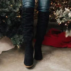 Women's Knee High Boots Slouchy Shaft with Low Block Heel - Lolly 