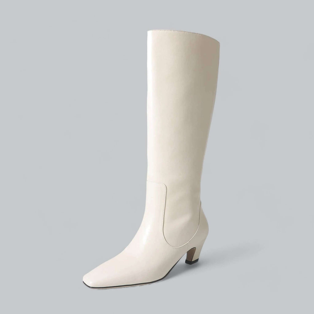 Women's Knee-High Boots Square Toe Kitten Heel Office Work Fall Winter - Lolly 