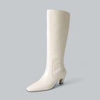 Women's Knee-High Boots Square Toe Kitten Heel Office Work Fall Winter - Lolly 