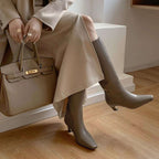 Women's Knee-High Boots Square Toe Kitten Heel Office Work Fall Winter - Lolly 