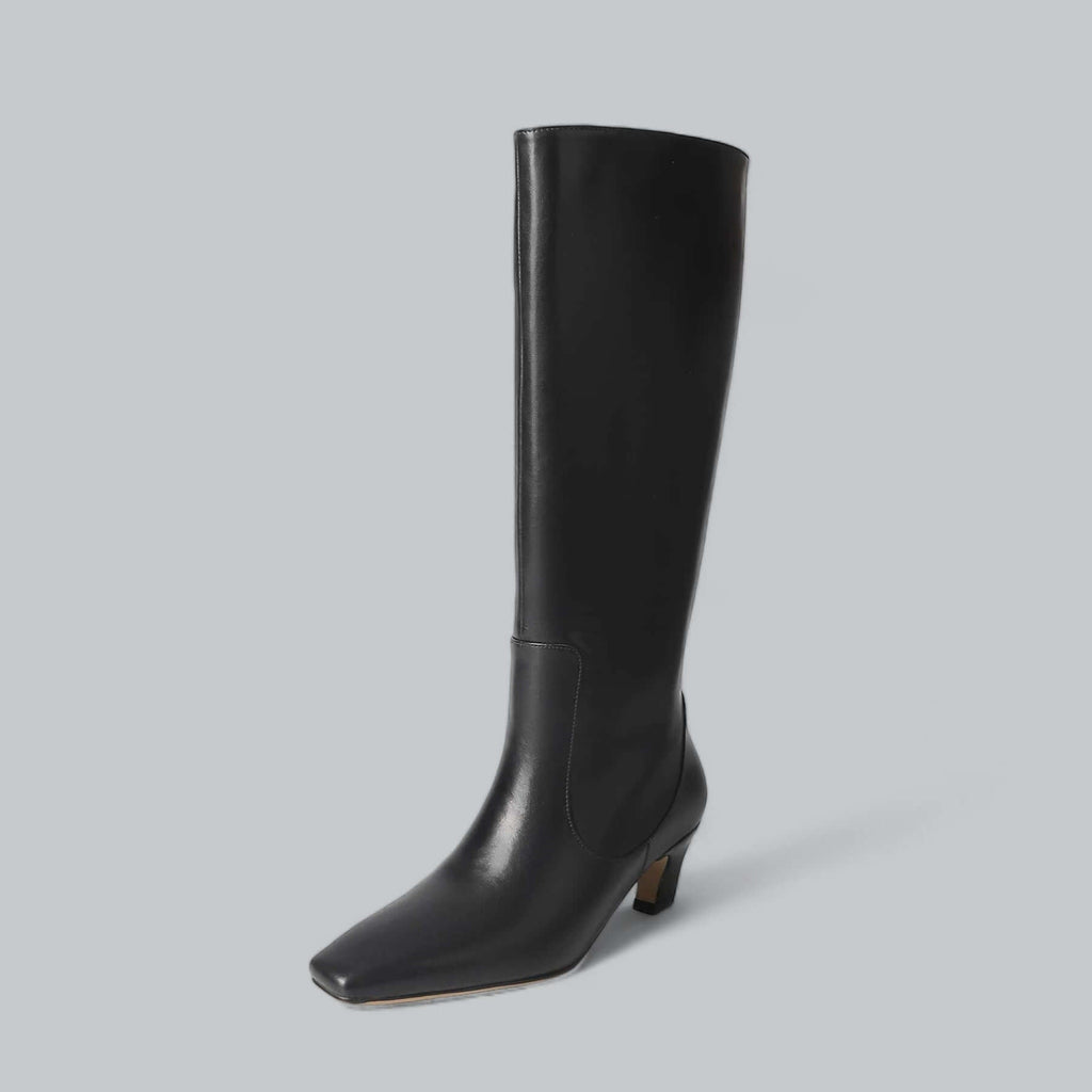 Women's Knee-High Boots Square Toe Kitten Heel Office Work Fall Winter - Lolly 