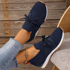Women's Knit Slip-On Sneakers Lace-Up Casual Walking Lightweight Breathable - Lolly 