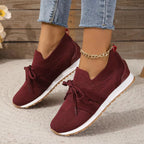 Women's Knit Slip-On Sneakers Lace-Up Casual Walking Lightweight Breathable - Lolly 