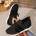 Women's Knit Slip-On Sneakers Lace-Up Casual Walking Lightweight Breathable - Lolly 
