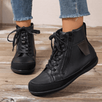 Women's Lace-Up Ankle Boots Side Zipper Round Toe Casual Walking - Lolly 