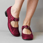 Women's Leather Mary Jane Shoes Buckle Strap Low Heel Casual Formal Everyday Shoes – Federica - Lolly 
