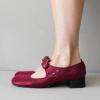 Women's Leather Mary Jane Shoes Buckle Strap Low Heel Casual Formal Everyday Shoes – Federica - Lolly 