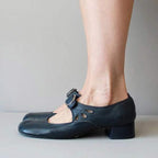 Women's Leather Mary Jane Shoes Buckle Strap Low Heel Casual Formal Everyday Shoes – Federica - Lolly 