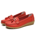 Women's Leather Moccasin Loafers Slip-On Flat Arch Support Casual Everyday Shoes - Lolly 