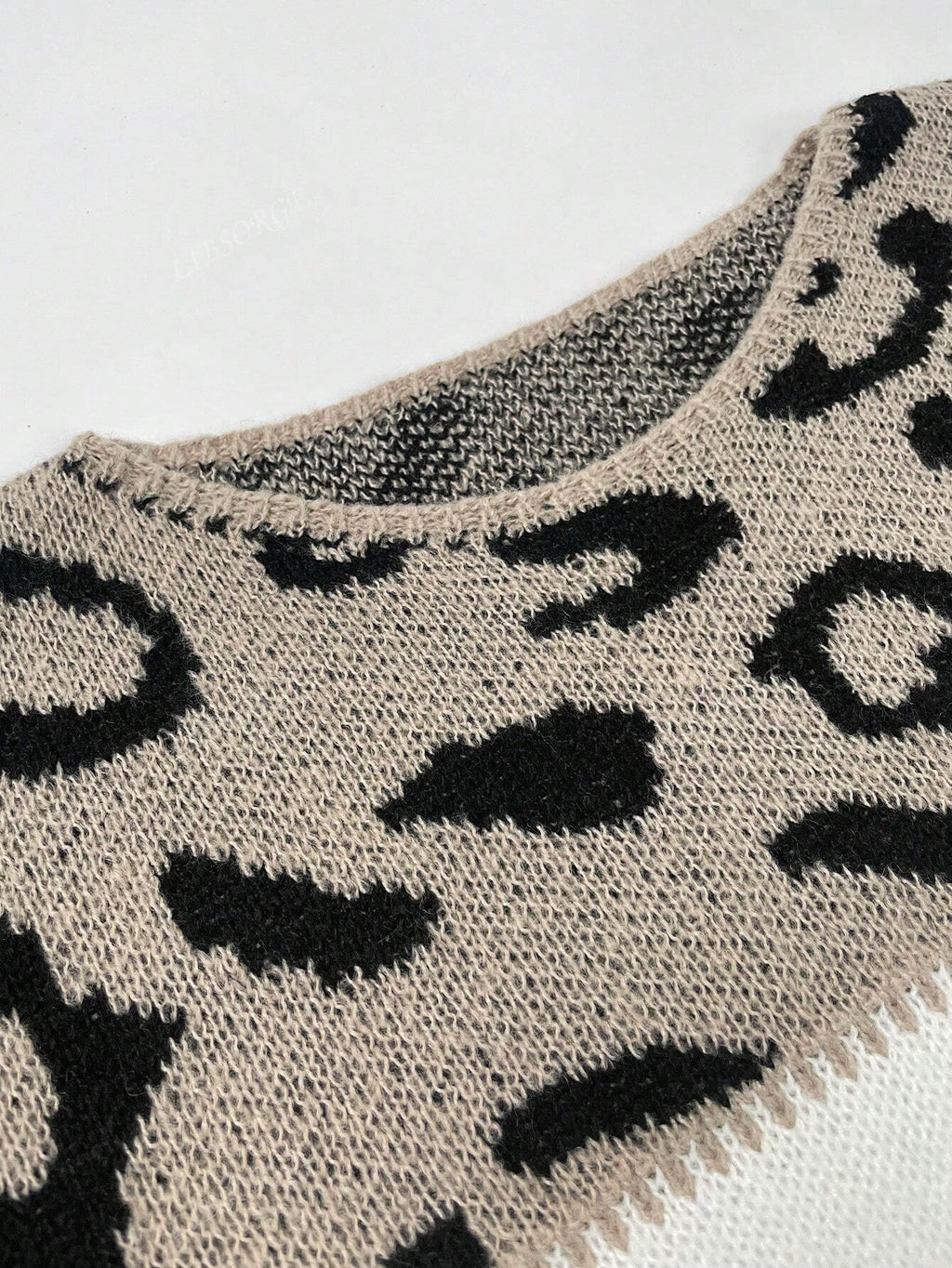 Women's Leopard Print Color Block Sweater Oversized Pullover Casual Winter Knit - Lolly 